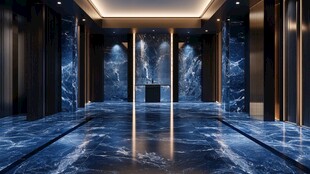 深蓝大理石奢华大厅空间