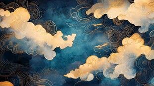 中式云海金纹梦幻背景图