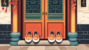 中式门前的传统布鞋景致