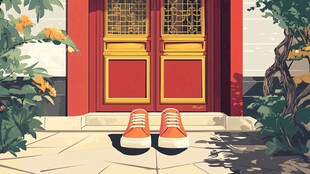 门前橙鞋 中式风情小景