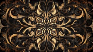 华丽黑金对称花纹图案