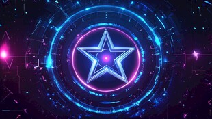科技感五角星形霓虹光效