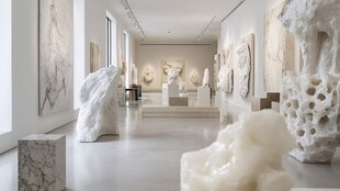 现代艺术展厅中的雕塑佳作