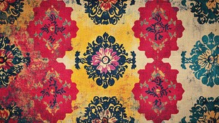 传统花卉图案精美织物