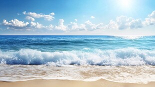阳光沙滩海浪的美丽海景