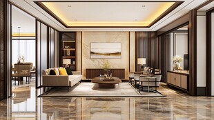 现代中式风格豪华客厅设计