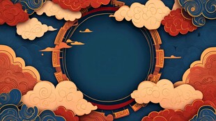 中式云纹圆形国风背景图