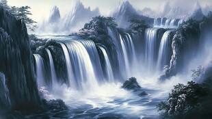 壮丽山水间的磅礴瀑布