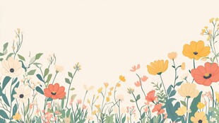 春日烂漫花卉边框插画