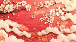 红梅映云 中式浪漫意境