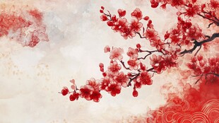 红梅傲雪图