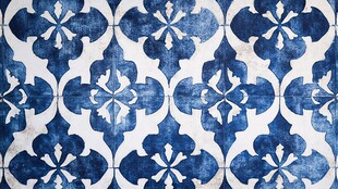 蓝白花纹瓷砖图案设计