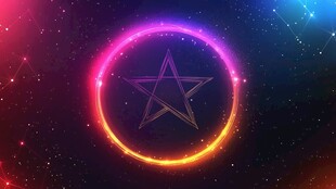 梦幻星空五角星光环背景
