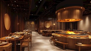 日式炭火烤肉店温馨场景