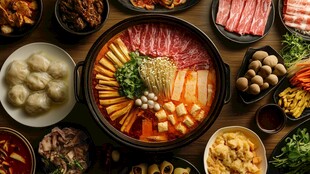 丰盛多样的美味火锅食材