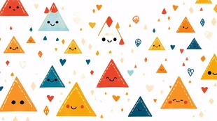 可爱笑脸三角形图案背景