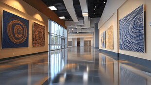 现代艺术风的宽敞走廊空间