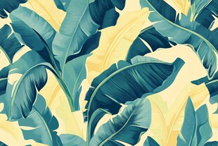 热带芭蕉叶无缝图案背景