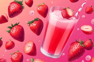 草莓果汁插画 清新甜蜜感