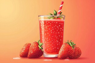 草莓鲜榨果汁与新鲜草莓