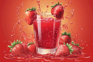 草莓果汁飞溅的视觉盛宴