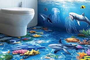 海底世界主题卫生间地板