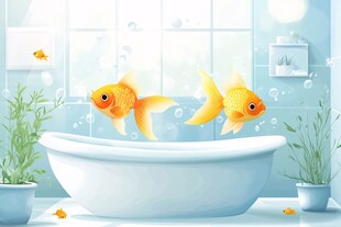 浴缸中的欢乐金鱼