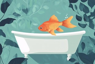 浴缸中的金鱼与绿植景观