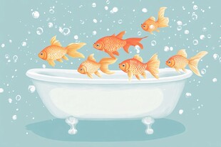 浴缸中的欢快金鱼