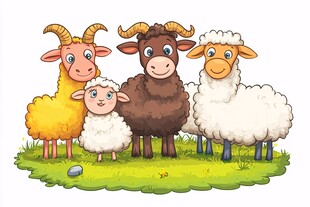 一群可爱的羊站在草地上