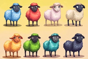 多彩绵羊卡通形象集合