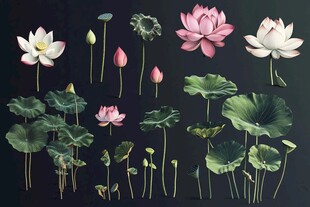 多样荷花荷叶素材集合