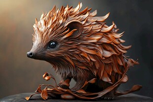 叶形刺猬雕塑 灵动自然