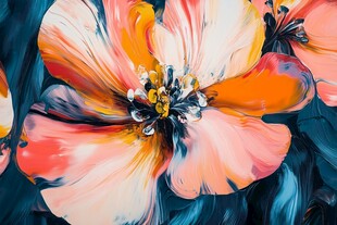 绚丽多彩抽象花卉油画