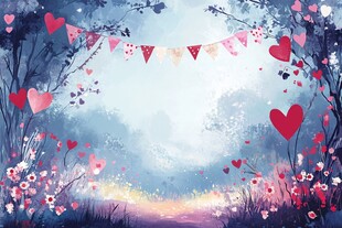 梦幻浪漫爱心森林场景