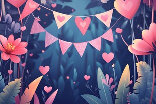 梦幻爱心花卉装饰场景