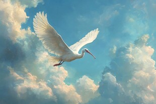 白鹭翱翔于云海之上