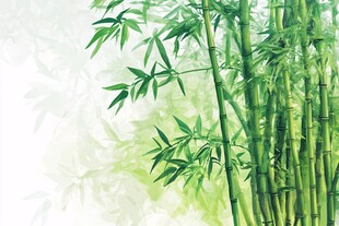 清新水墨风竹林景致