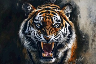 怒目圆睁的威猛斑斓猛虎