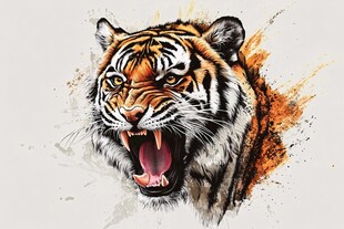 咆哮猛虎 艺术风动物插画