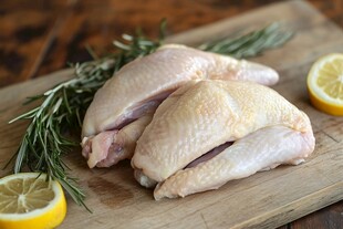 新鲜生鸡腿配柠檬迷迭香