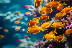 畅游珊瑚海的橙色小鱼