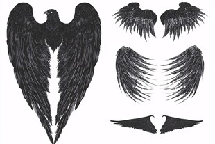 多样黑色羽翼素材