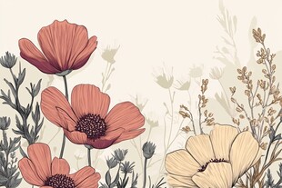 花卉插画 唯美自然花卉组合