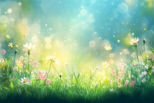 梦幻春日花草背景图