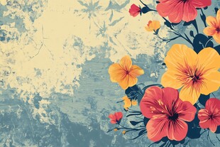 复古风花卉背景插画