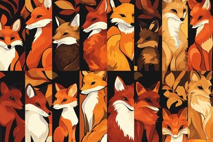 狐狸插画图案 可爱动物集合