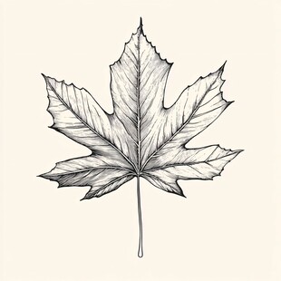 手绘枫叶线条图