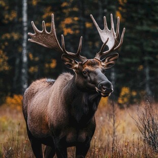 森林中的雄伟驼鹿