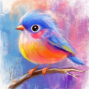 彩色小鸟栖息于枝头